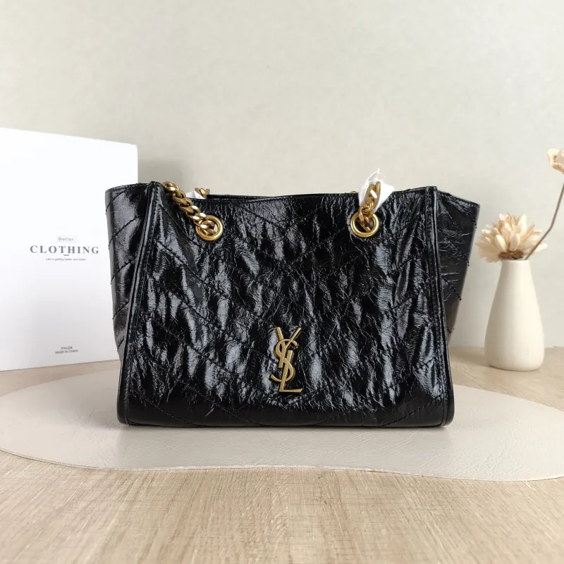 SAINT LAURENT Shoulder Bag Niki Shopping Tote Black Calfskin Small 25 × 10 × 19 cm