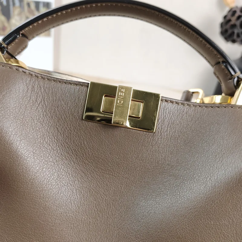 FENDI Crossbody Bag Peekaboo Essentially Small Brown Calfskin Small27 × 11 × 21 cm — detail view 9 of 12
