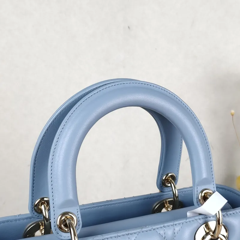 DIOR Top Handle Bag Lady Lady Dior Bag Blue Lambskin Medium 24 × 12 × 21 cm — detail view 6 of 14