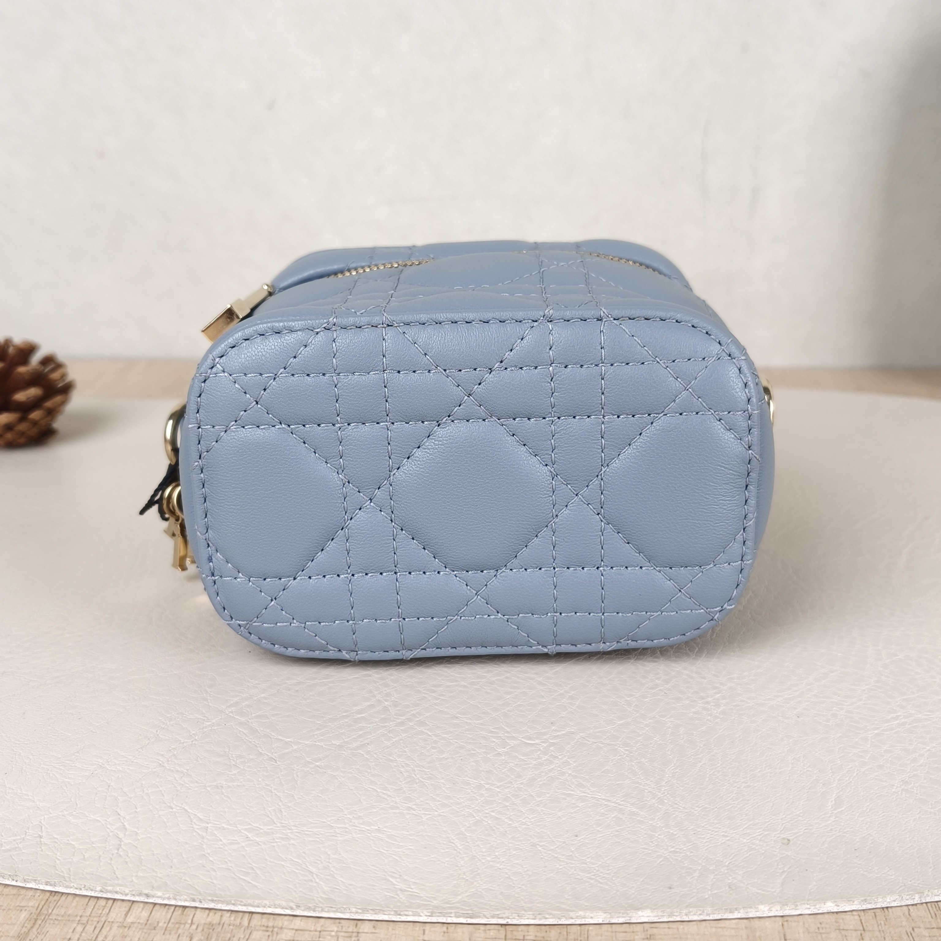 DIOR Crossbody Bag Lady Vanity Cosmetic Bag Blue Lambskin Mini11 × 7 × 10 cm — cover view 2 of 5