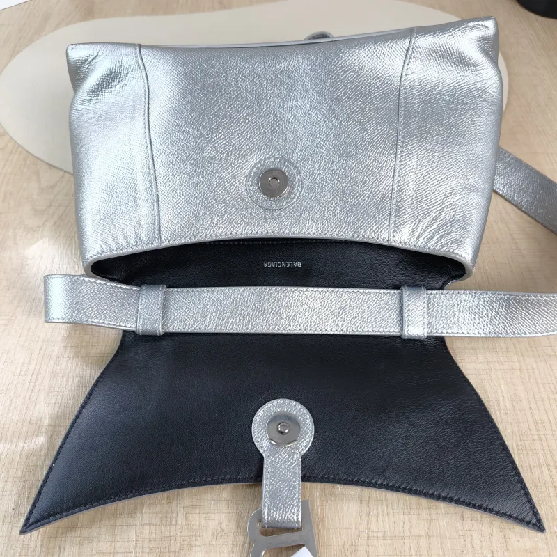 BALENCIAGA Shoulder Bag DOWNTOWN Silver Calfskin Small 30 × 10 × 17.5 cm — detail view 6 of 11