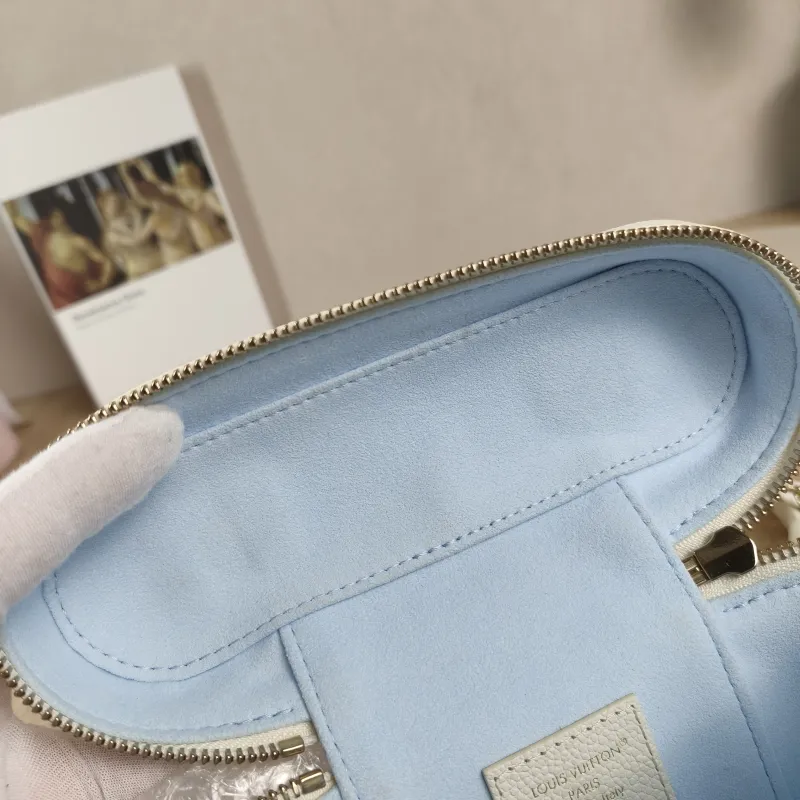 Louis Vuitton Shoulder Bag VANITY POUCH Cosmetic Bag White · Blue Calfskin One Size 19 × 6.5 × 11.5 cm — detail view 8 of 14