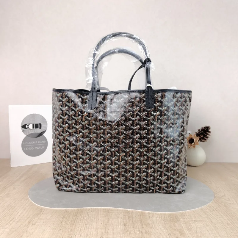 GOYARD Shoulder Bag SAINT LOUIS Shopping Tote Black ine Canvas Small 34 × 15 × 28 cm — cover view 6 of 6