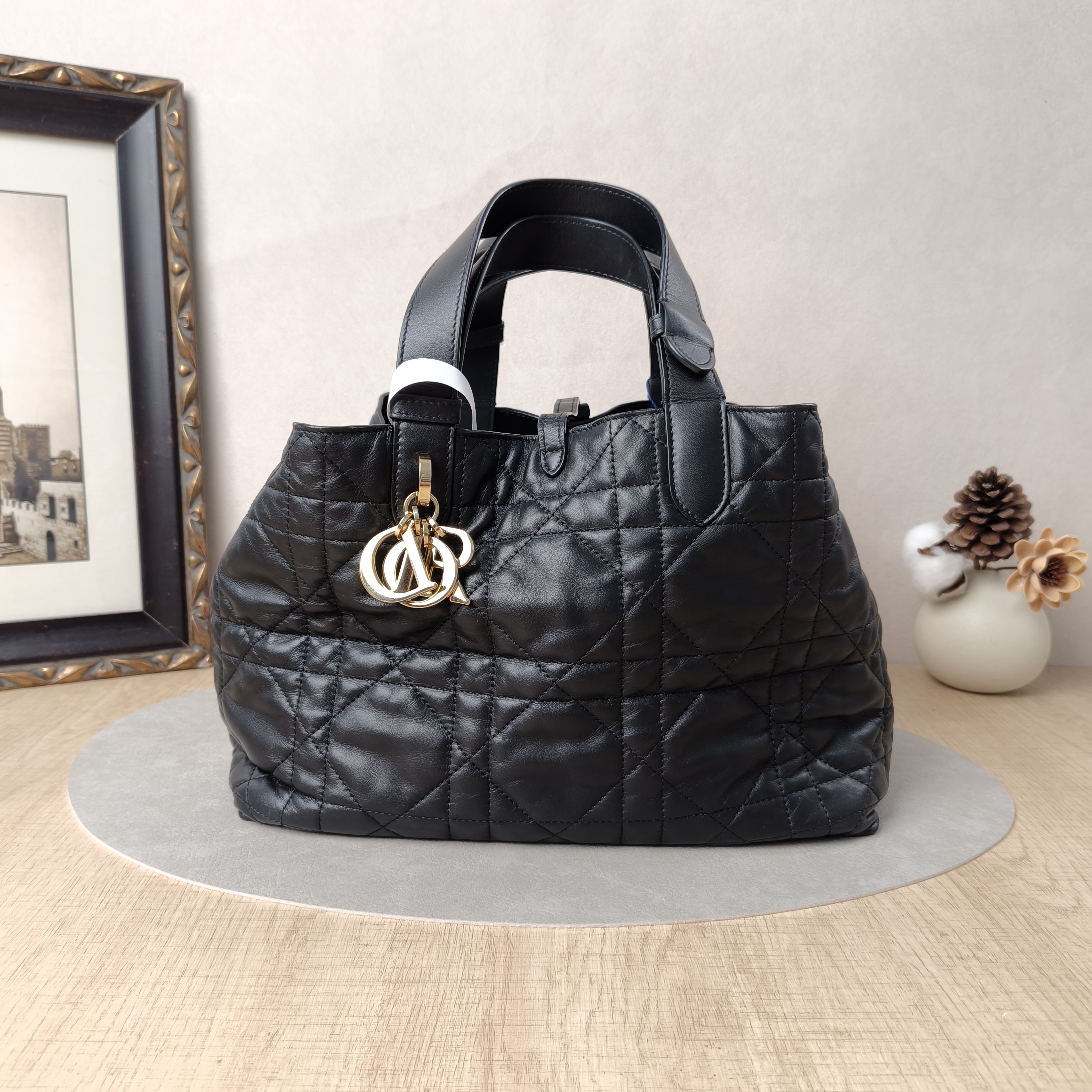 DIOR Top Handle Bag TOUJOURS Black Calfskin Medium28.5 × 17 × 21.5 cm