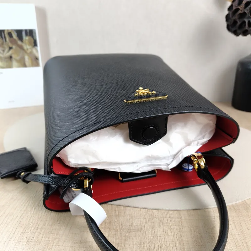 PRADA Shoulder Bag Panier Black Calfskin One Size 21.5 × 13 × 22.5 cm — detail view 11 of 13