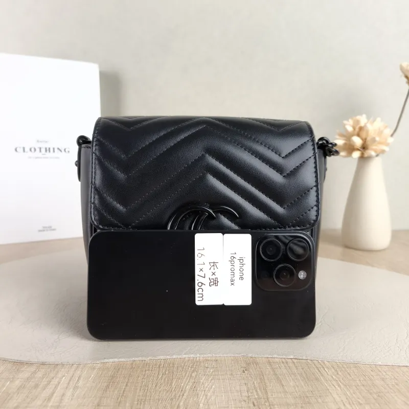 GUCCI Crossbody Bag GG Marmont Marmont Black Calfskin Mini 18 × 8 × 15 cm — cover view 5 of 5
