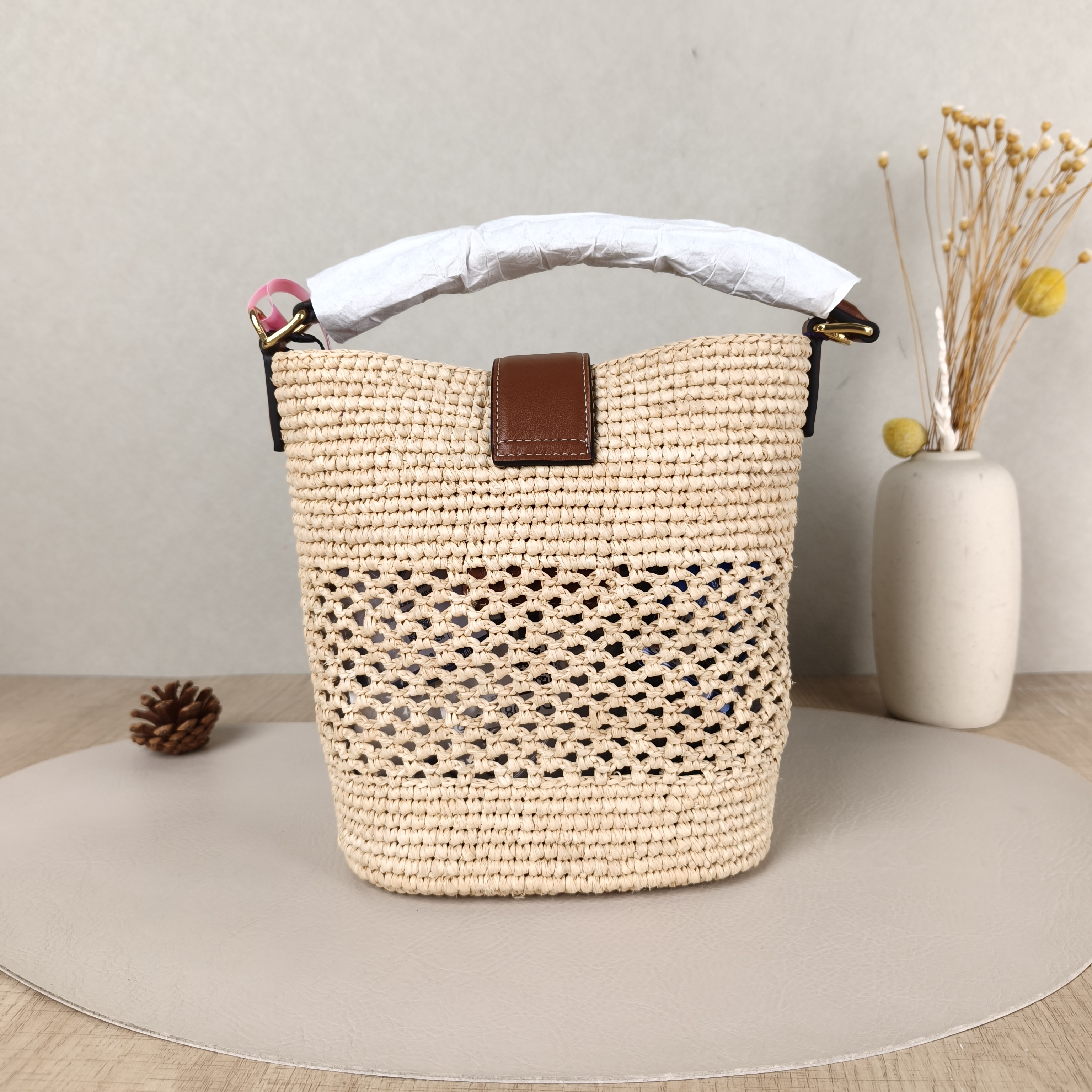 CELINE Crossbody Bag Louise Bucket Bag Brown Woven Small16 × 12 × 19 cm — cover view 5 of 5