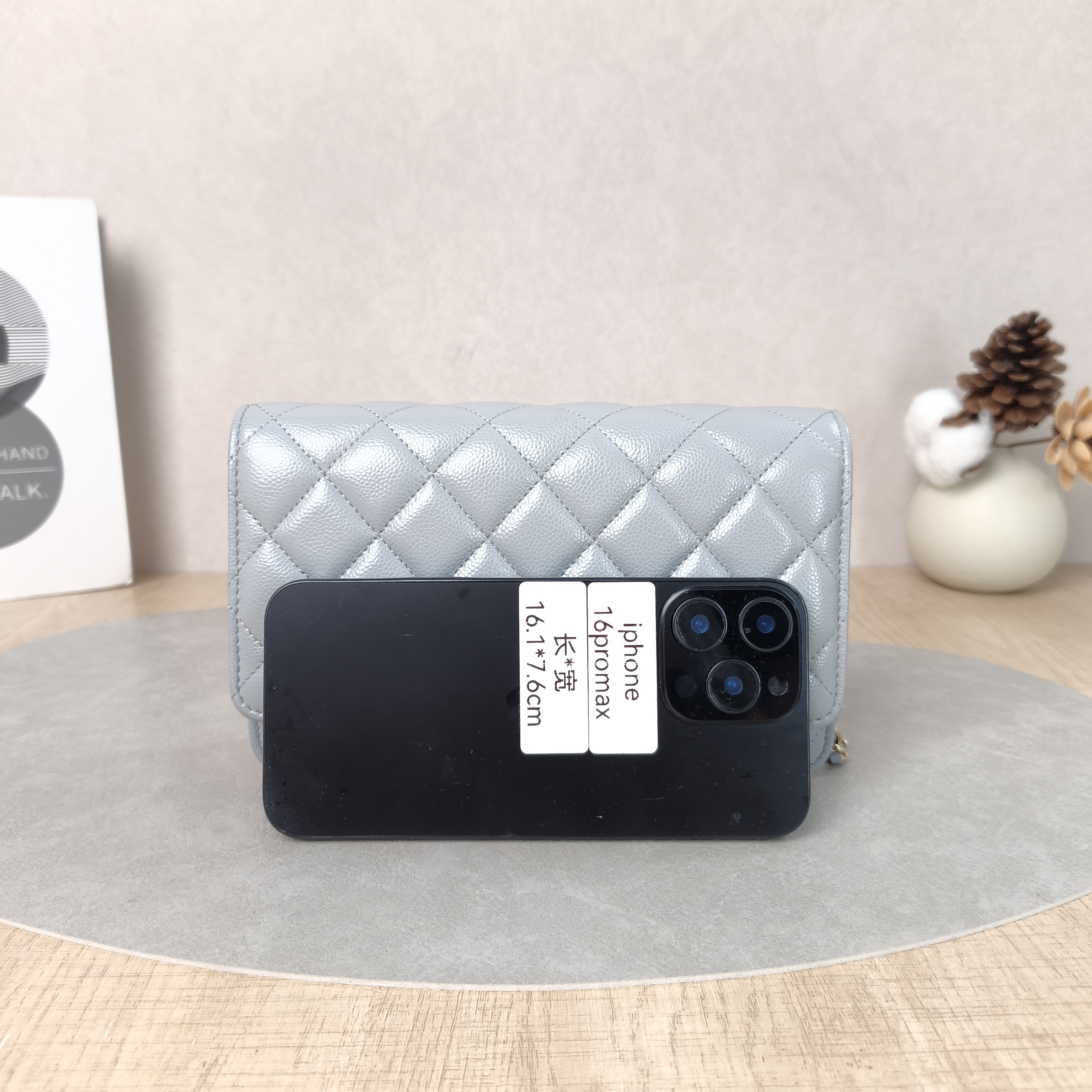 Chanel Crossbody Bag Classic Flap WOC CF WOC Grey Grained Calfskin One Size19.2 × 3.5 × 12.3 cm — cover view 4 of 5