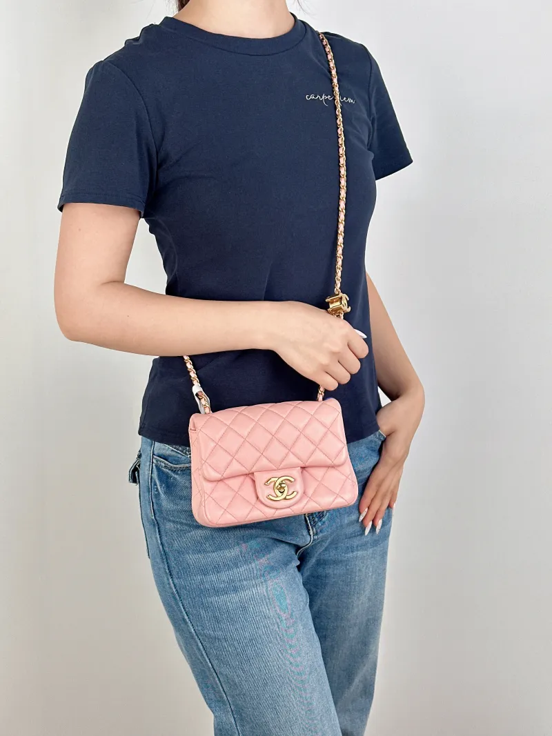 Chanel Crossbody Bag25b c Pink Lambskin mini18 × 7 × 13 cm — on-model view 2 of 2