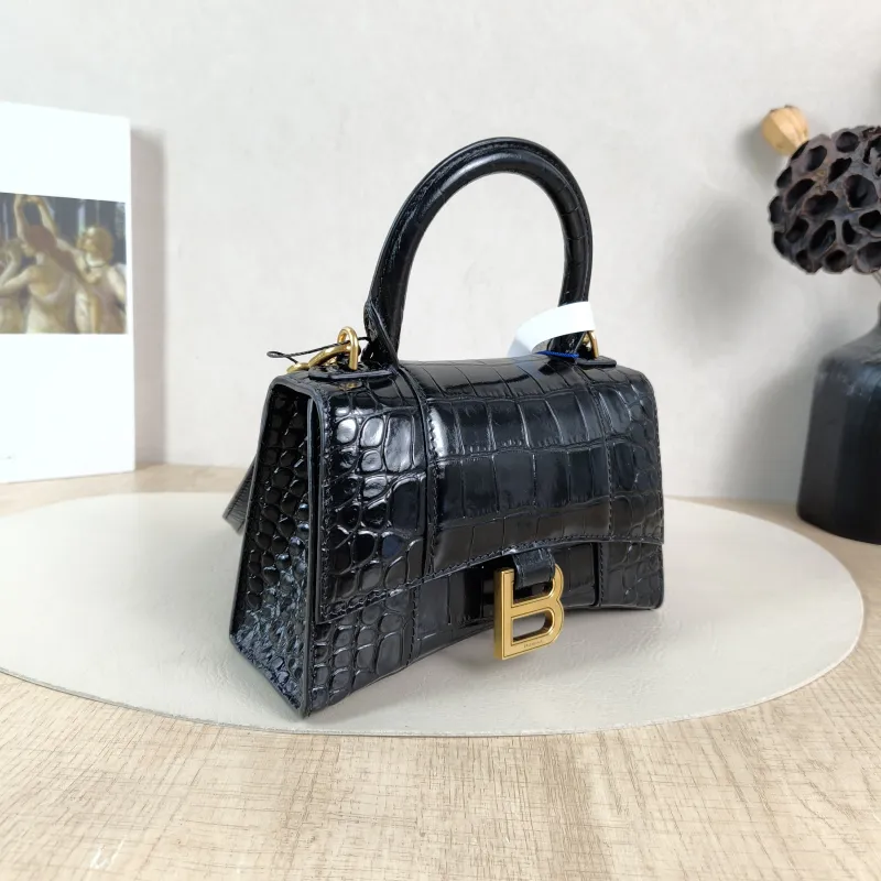 BALENCIAGA Crossbody Bag Hourglass Hourglass Bag Black CC alfskin Mini 19 × 8 × 13 cm — cover view 3 of 6