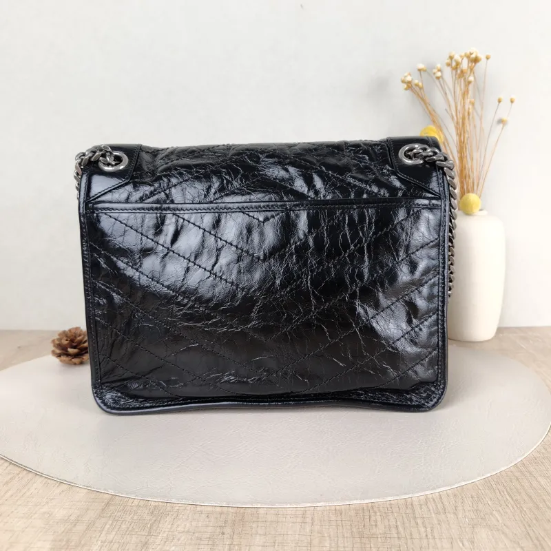 SAINT LAURENT Crossbody Bag Niki D Waxed Leather Calfskin Medium 28 × 8.5 × 20 cm — cover view 4 of 5