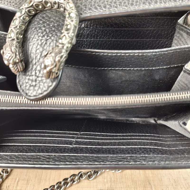 GUCCI Crossbody Bag Dionysus Collection Wallet woc Black Calfskin Mini 20 × 5 × 13 cm Conditioned — detail view 11 of 13