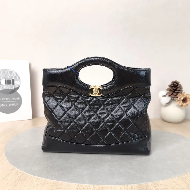 Chanel Crossbody Bag31Bag Black Waxed Leathermini23 × 5.5 × 22 cm
