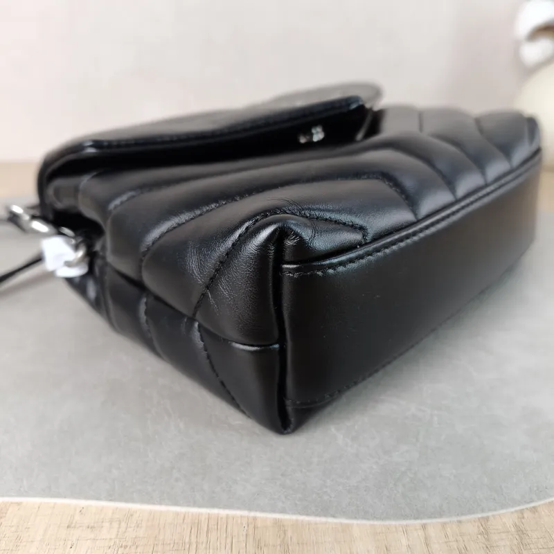 SAINT LAURENT Crossbody Bag LOULOU Black Calfskin Mini 20 × 7.5 × 14 cm — detail view 1 of 12