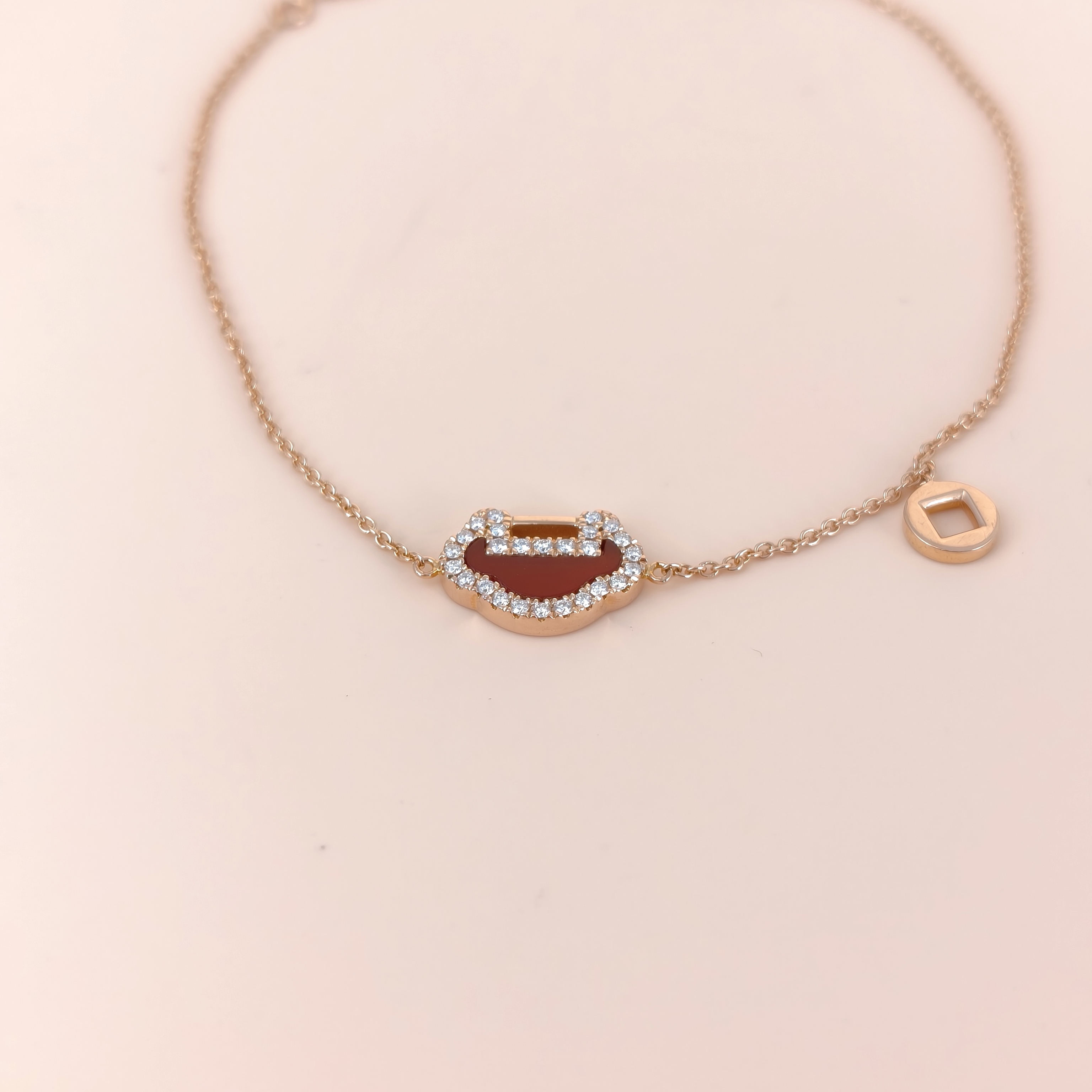 Qeelin Bracelet Yu Yi Red Agate Diamond18KR ose Gold17cm — cover view 3 of 7