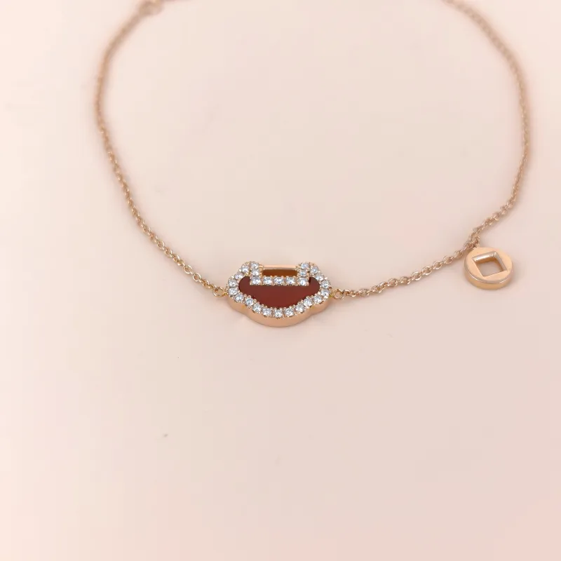 Qeelin Bracelet Yu Yi Red Agate Diamond18KR ose Gold17cm — cover view 5 of 7