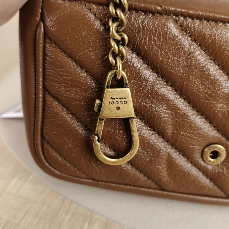 GUCCI Crossbody Bag GG Marmont Mini Marmont Mini Caramel Calfskin Mini 16.5 × 4.5 × 9.5 cm — detail view 1 of 11