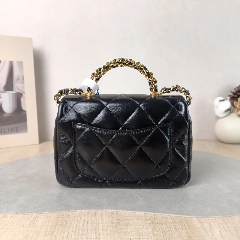 Chanel Crossbody Bag 24b Black Waxed Leather One Size 19 × 6 × 13 cm — cover view 4 of 5