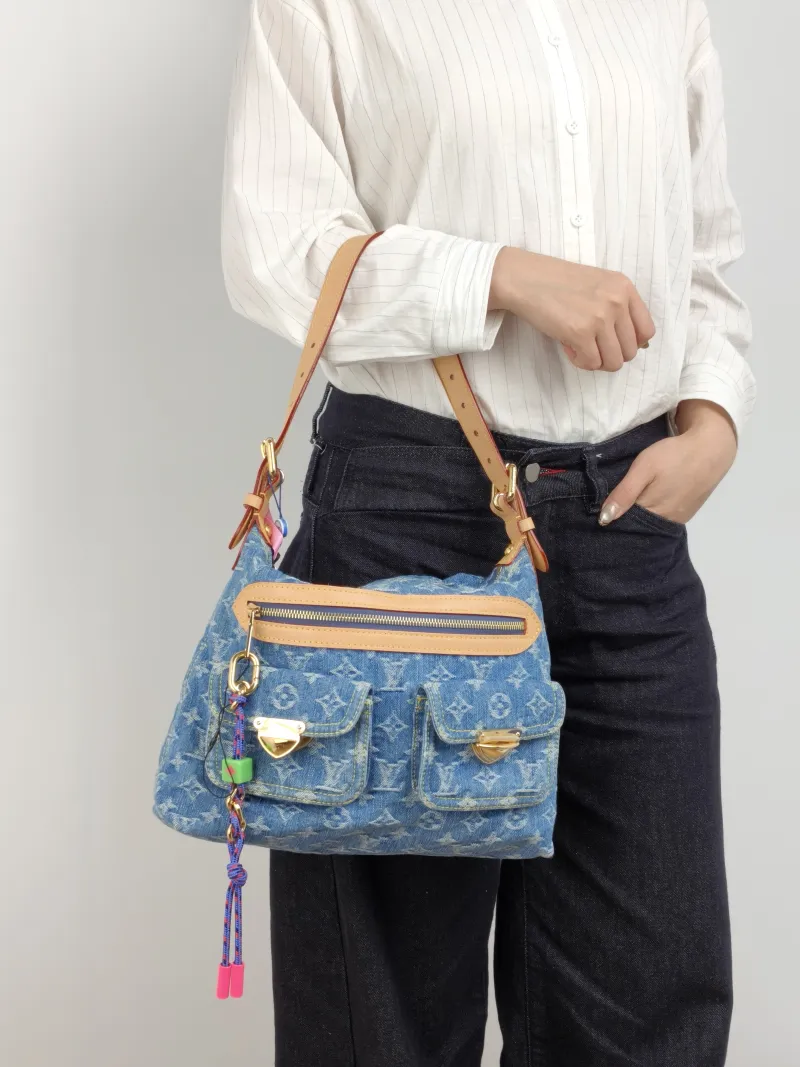 Louis Vuitton Shoulder Bag Baggy hobo Shoulder Bag Blue One Size 30 × 13 × 22 cm — on-model view 2 of 2