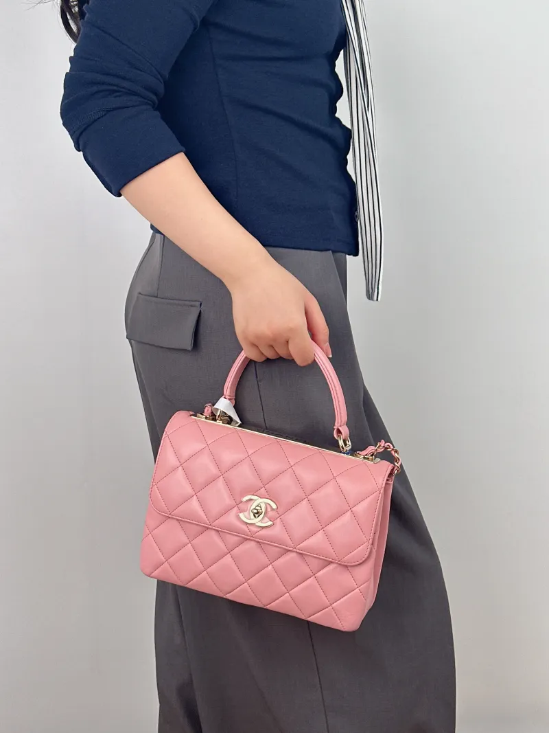 Chanel Crossbody Bag Trendy CC Pink Lambskin Small 25 × 12 × 17 cm Microchip Edition — on-model view 1 of 2