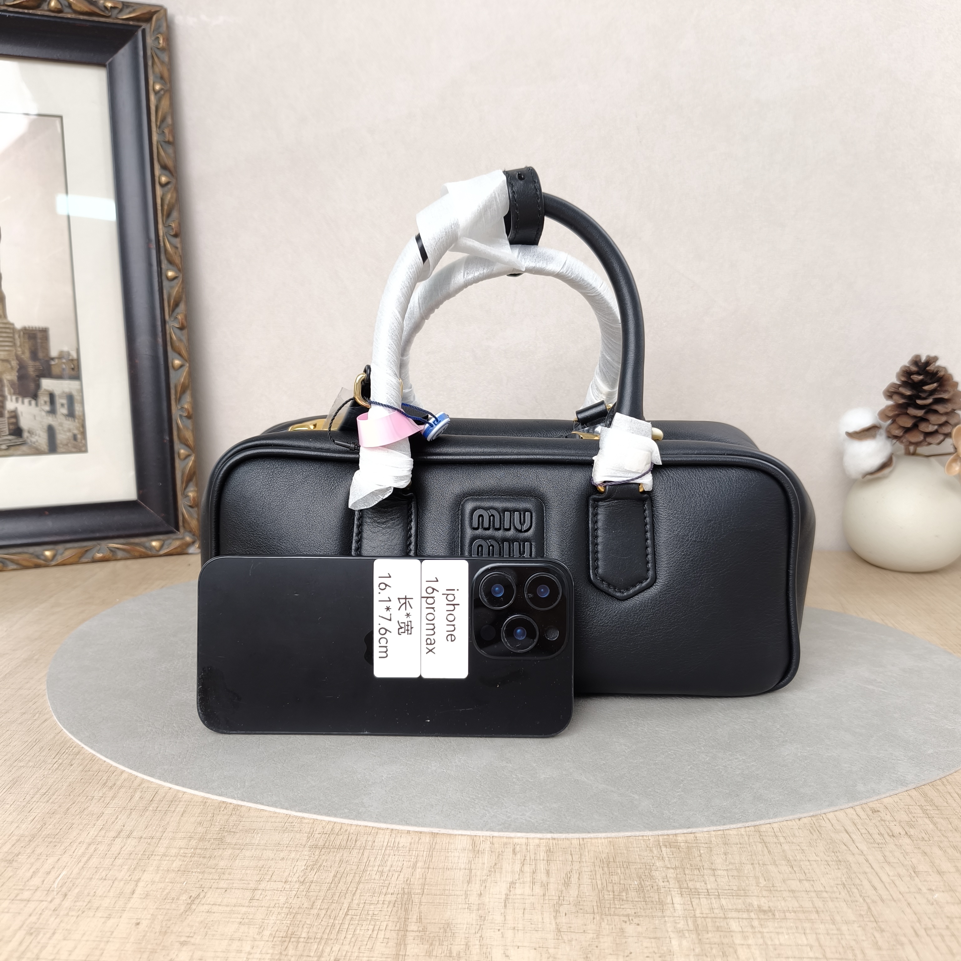 Miumiu Top Handle Bag Arcadie Collection Bowling Bag Black CC alfskin Large27 × 9 × 12 cm — cover view 3 of 5