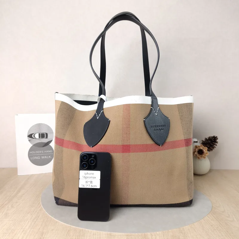 BURBERRY Top Handle Bag Tote Bag Brown Canvas 36 × 17 × 30 cm — cover view 3 of 5