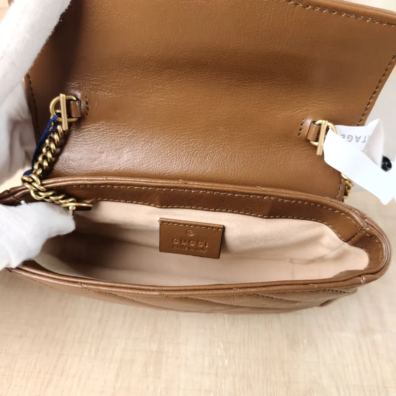 GUCCI Crossbody Bag GG Marmont Mini Marmont Mini Caramel Calfskin Mini 16.5 × 4.5 × 9.5 cm — detail view 10 of 10