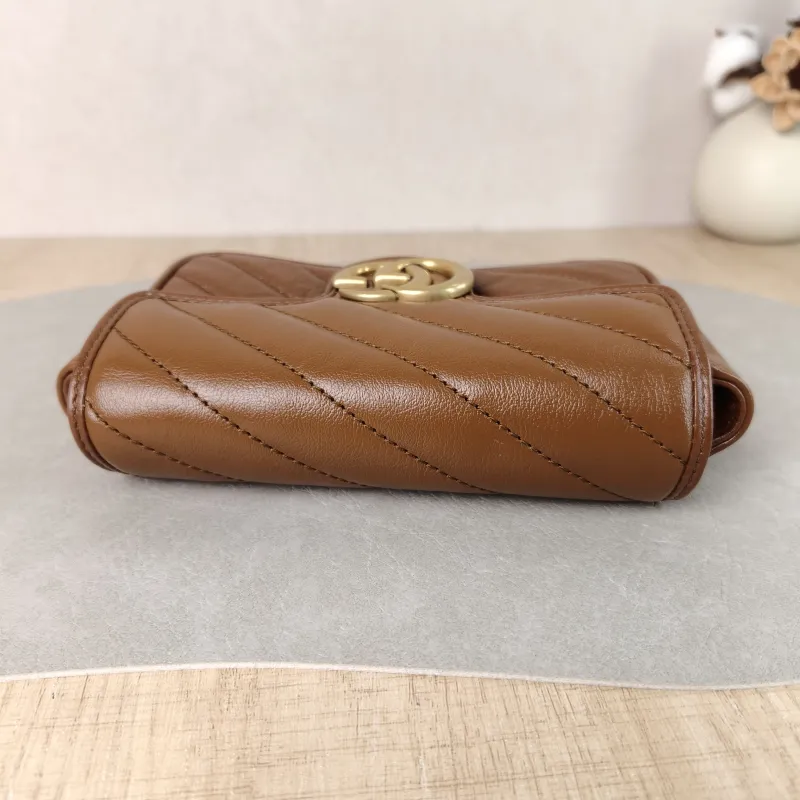GUCCI Crossbody Bag GG Marmont Mini Marmont Mini Caramel Calfskin Mini 16.5 × 4.5 × 9.5 cm — detail view 1 of 12