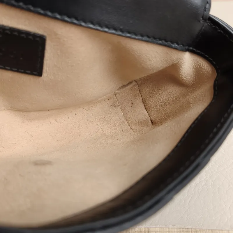 GUCCI Crossbody Bag GG Marmont Mini Marmont Mini Black Calfskin Mini 16.5 × 4.5 × 9.5 cm — detail view 10 of 11