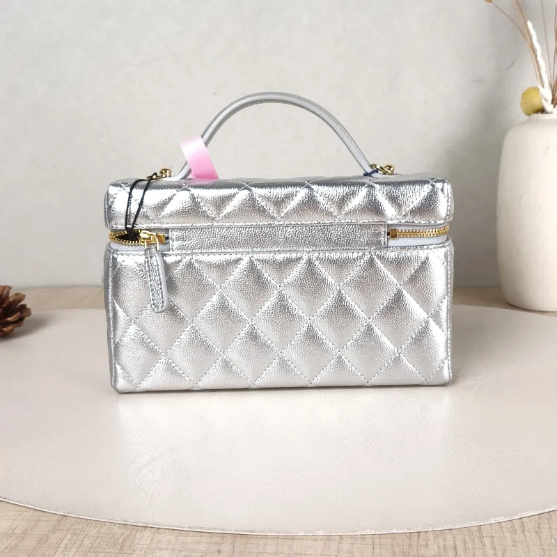 Chanel Crossbody Baglp Box Bag Top Handle Crossbody Bag Silver Grained Calfskin One Size19.5 × 5 × 17 cm — cover view 3 of 5