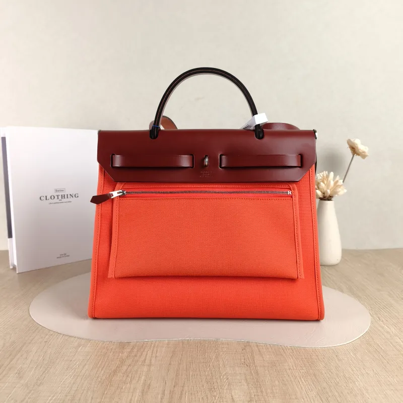Hermès Crossbody Bag Herbag 319T 55 Calfskin，Canvas Medium30.5 × 11 × 25.5 cm — cover view 6 of 6