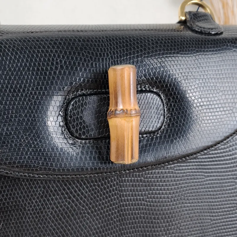 GUCCI Shoulder Bag Bamboo Collection Vintage Top Handle Bag Black Medium 26 × 7 × 16 cm — detail view 9 of 12