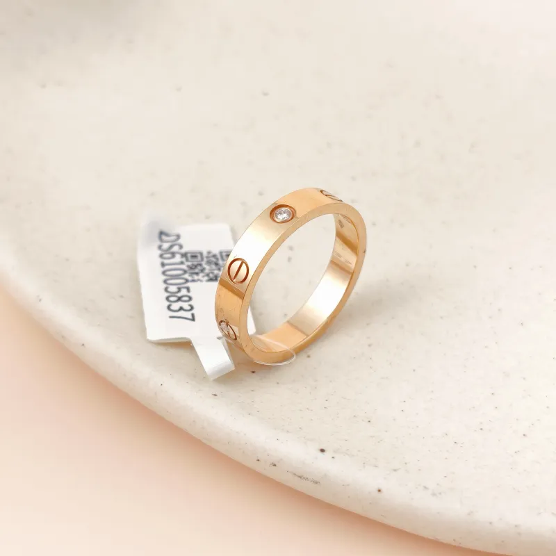 CARTIER Ring Love Rose Gold Diamond18KR ose Gold Small 4 ，57 — cover view 8 of 9