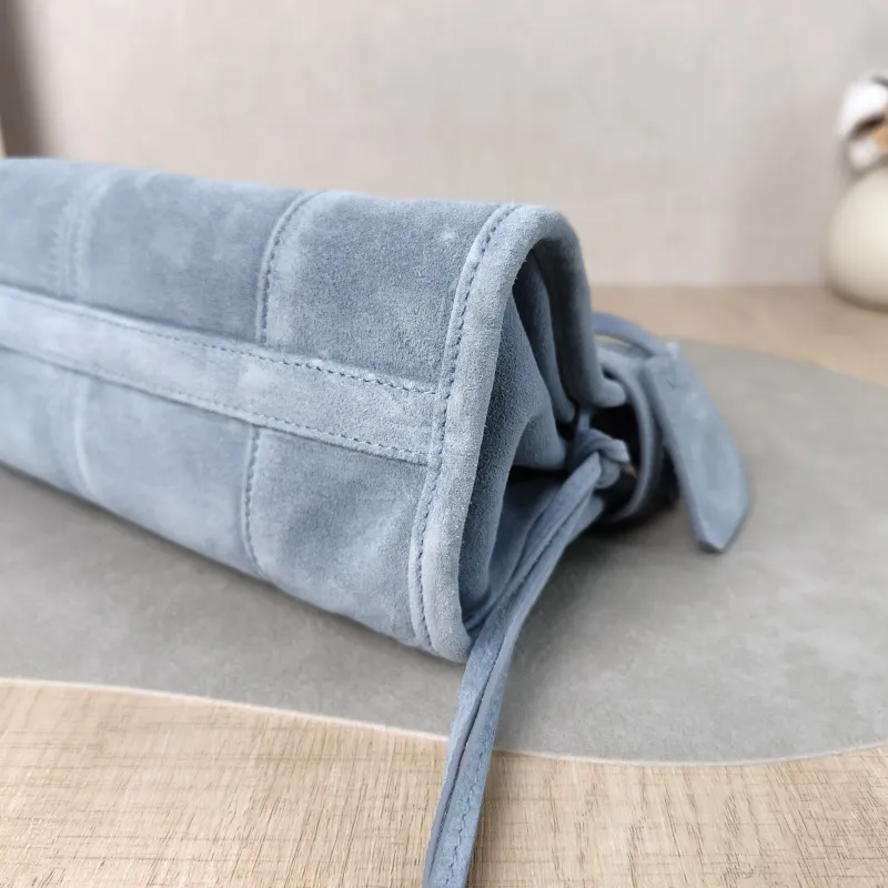 PRADA Top Handle Bag Bonnie Soft Lux Blue Suede Mini 23.5 × 9 × 12 cm — detail view 10 of 12