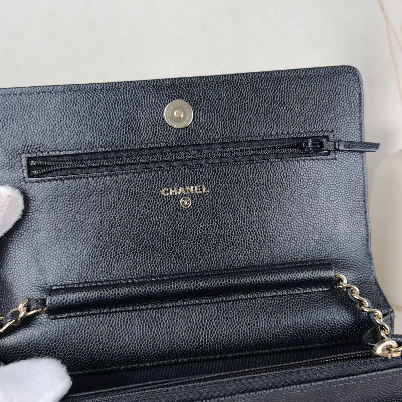 Chanel Crossbody Bag Classic Flap WOC CF WOCWOC Bag Woven c Black Calfskin One Size 19.2 × 3.5 × 12.3 cm — detail view 2 of 12