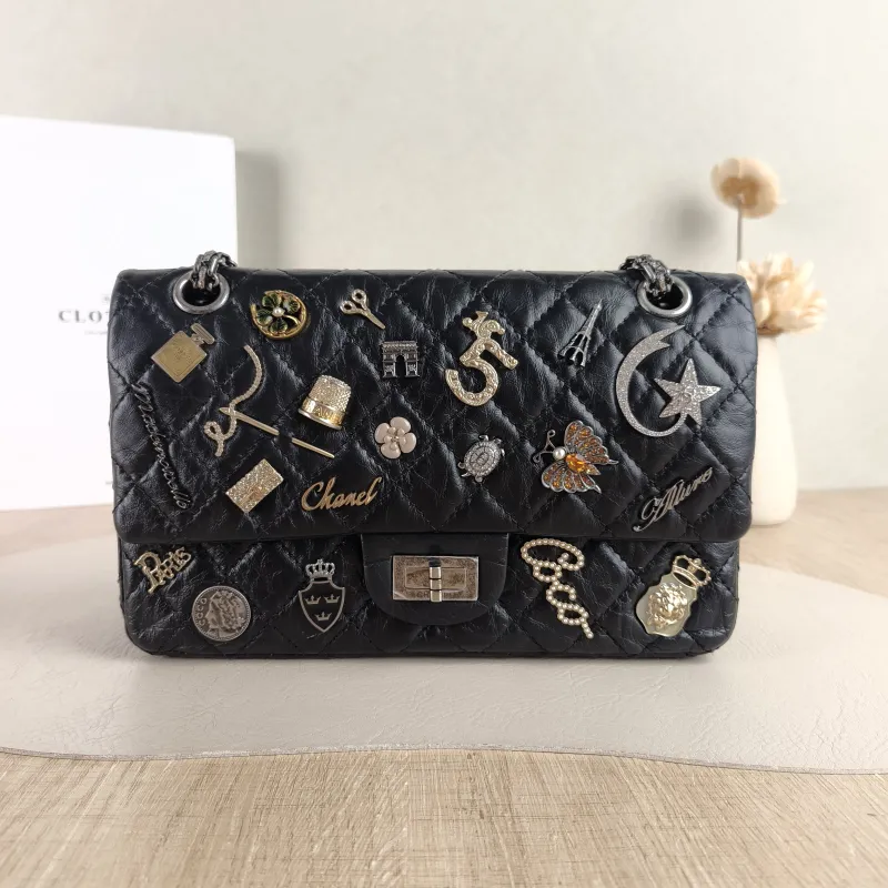 Chanel Crossbody Bag 2.55 Black Calfskin Small 24 × 7.5 × 16 cm 20