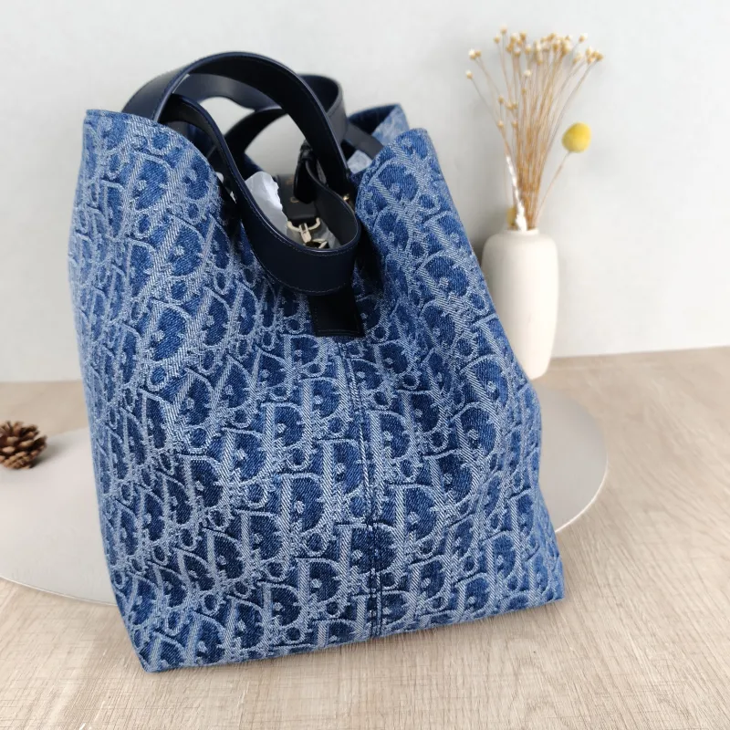 DIOR Top Handle Bag TOUJOURS Blue Large37 × 21 × 27 cm — detail view 6 of 12