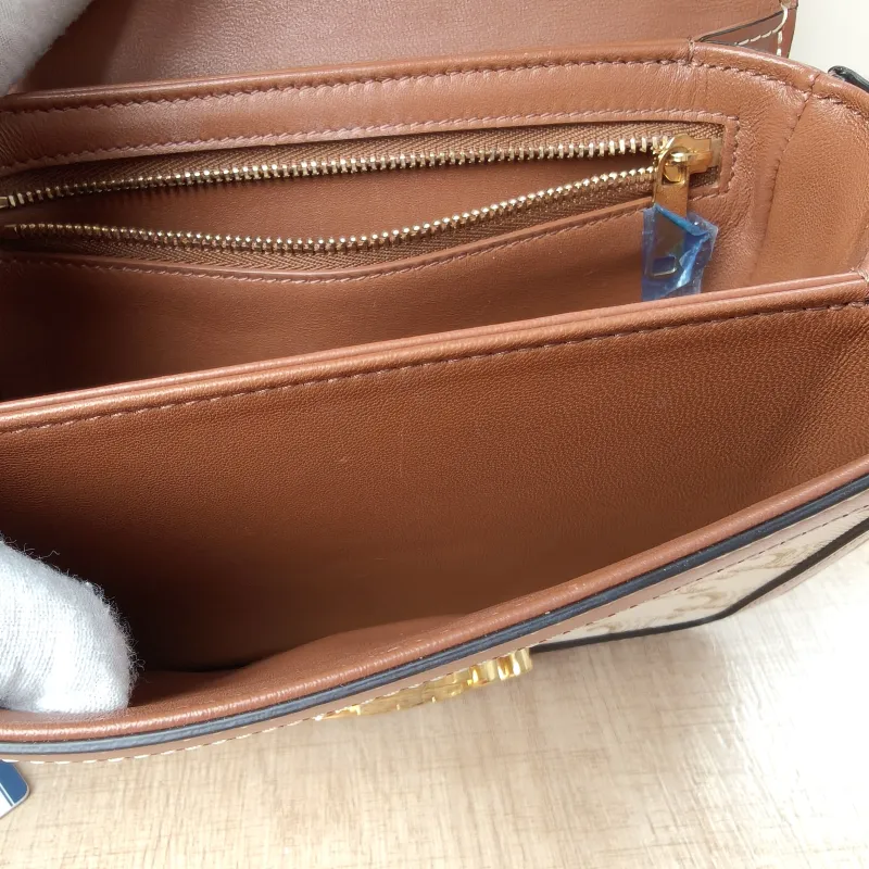 CELINE Crossbody Bag Teen Triomphe White PVC Small18.5 × 6 × 14 cm — detail view 8 of 16