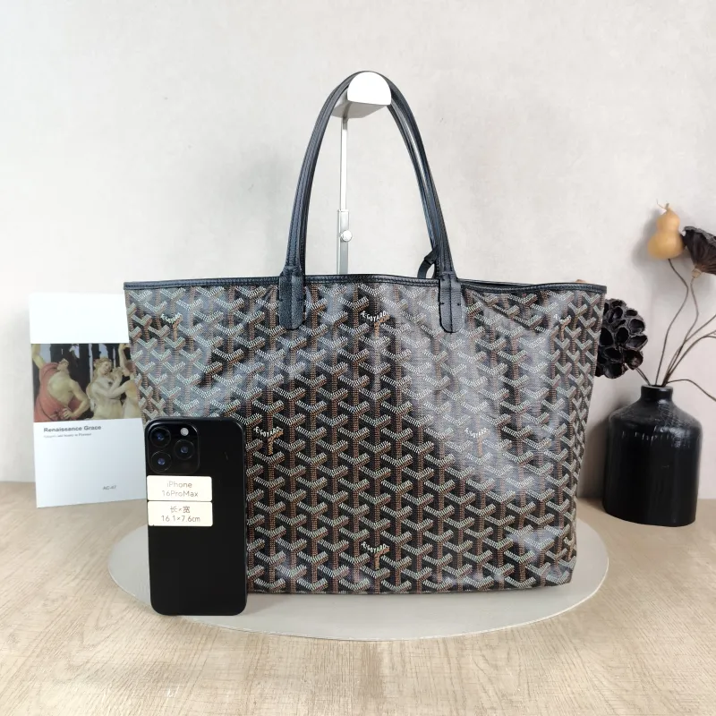 GOYARD Shoulder Bag SAINT LOUIS Shopping Tote Black PVC Small 34 × 15 × 28 cm — cover view 2 of 5