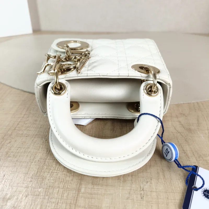 DIOR Crossbody Bag Lady Lady Dior Bag White Lambskin Mini 12 × 5 × 10 cm — detail view 8 of 11