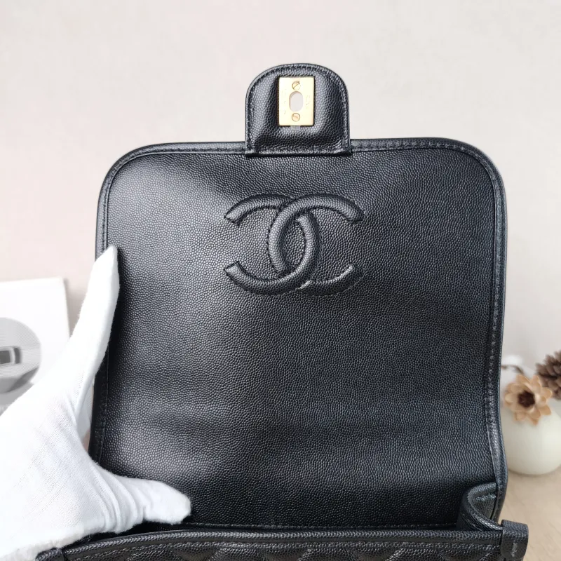 Chanel Backpack Backpack Black Grained Calfskin One Size 22 × 7 × 19.5 cm — detail view 13 of 13