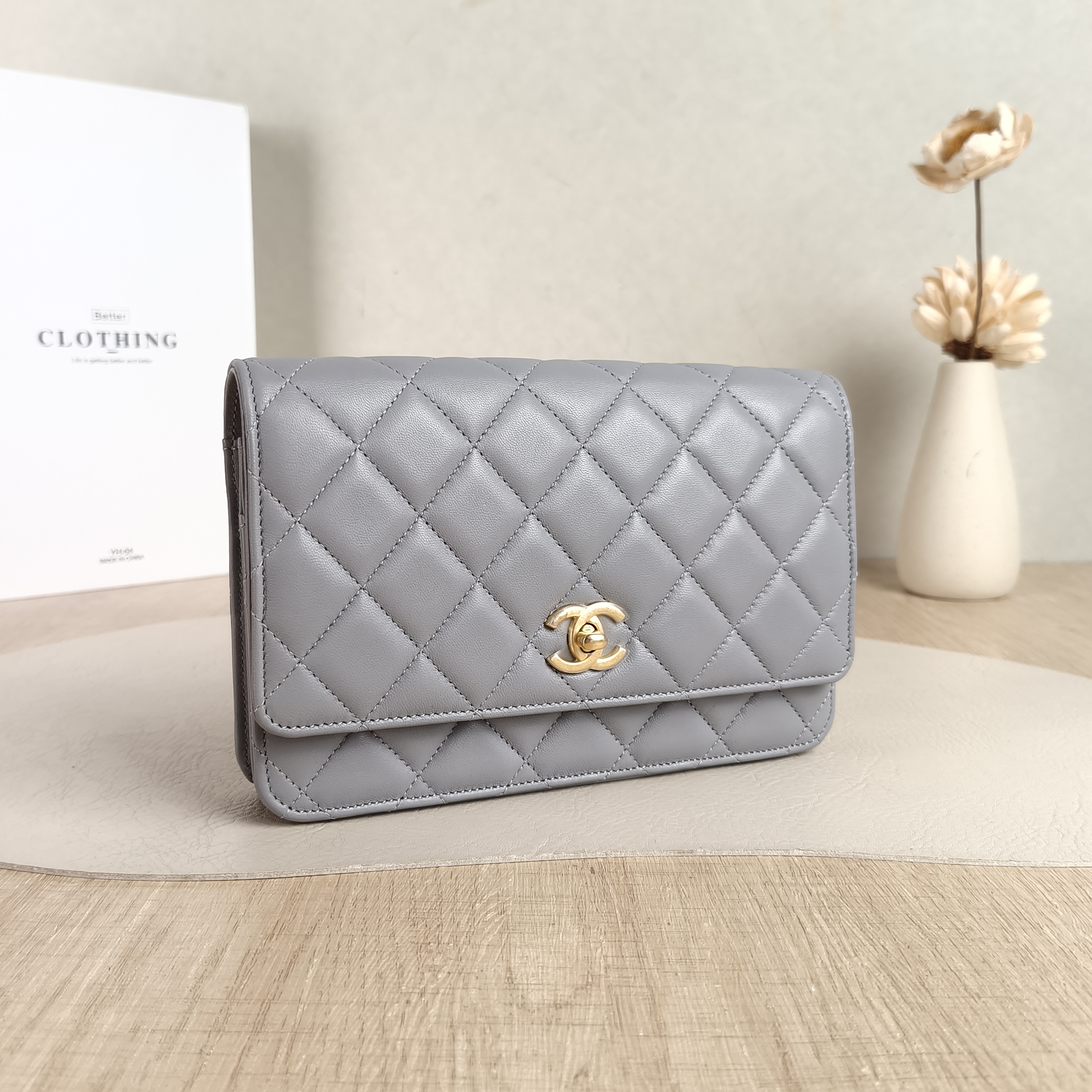 Chanel Crossbody Bag Classic Flap WOC CF WOCWOC Bag Edition Grey Lambskin mini19.2 × 3.5 × 12.3 cm — cover view 3 of 6