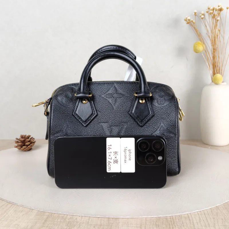 Louis Vuitton Crossbody Bag Speedy20 Black Monogram Empreinte Embossed Calfskin Small 20.5 × 12 × 13.5 cm — cover view 3 of 5