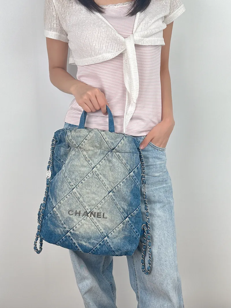 Chanel Backpack22Bag Backpack Blue Small29 × 8 × 34 cm — on-model view 1 of 2