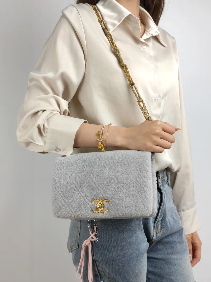 Chanel Crossbody Bag CF Shoulder Crossbody Bag Grey One Size 22 × 8 × 14 cm — on-model view 1 of 2