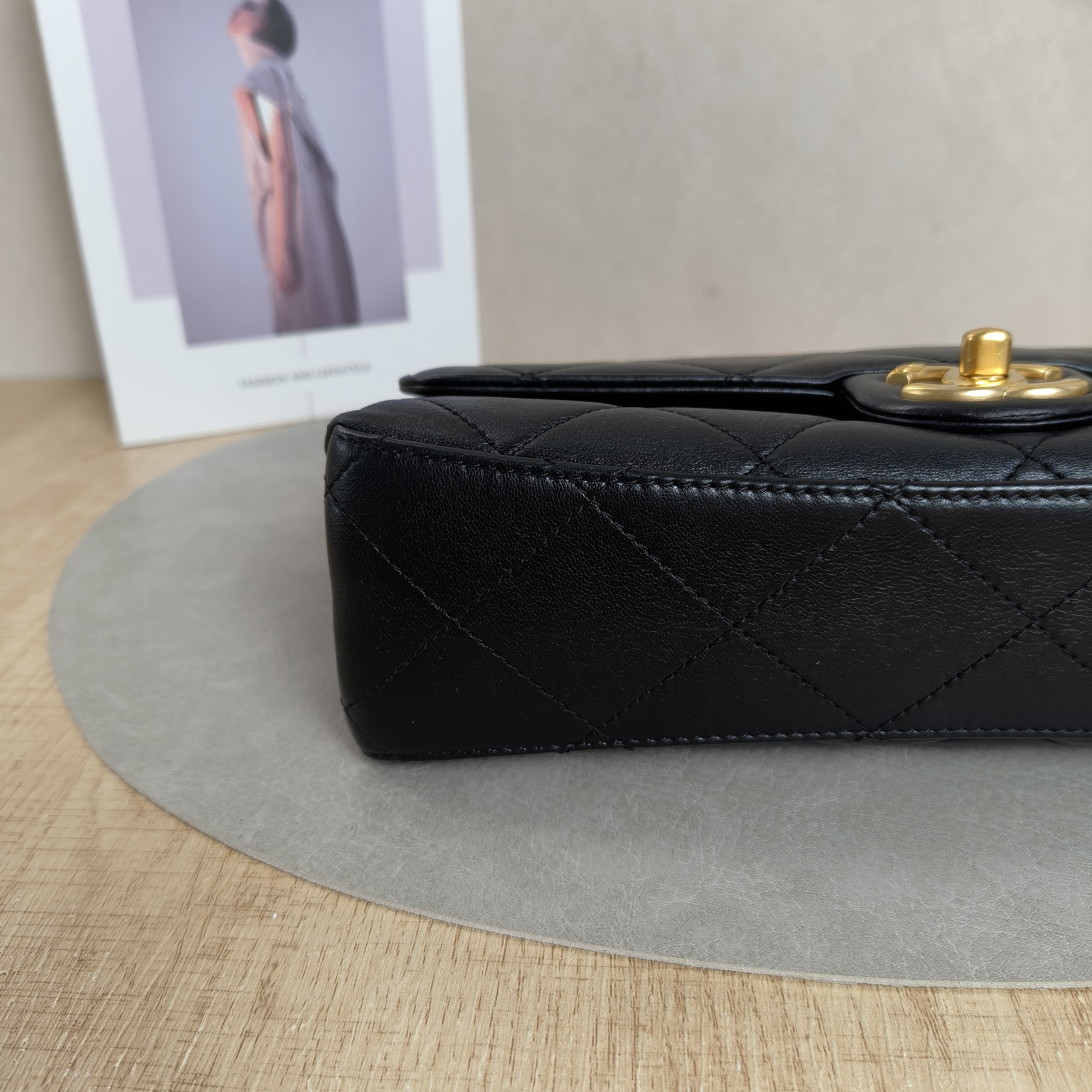 Chanel Pearl Chain Bag Black with Gold-Tone Hardware Lambskin Microchip Edition · 26 × 7 × 16 cm — cover view 9 of 10