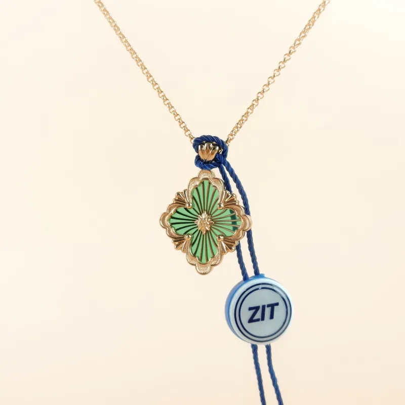 BUCCELLATI Necklace Opera Tulle Enamel Pendant Necklace Green 18KR ose Gold Large 41cm