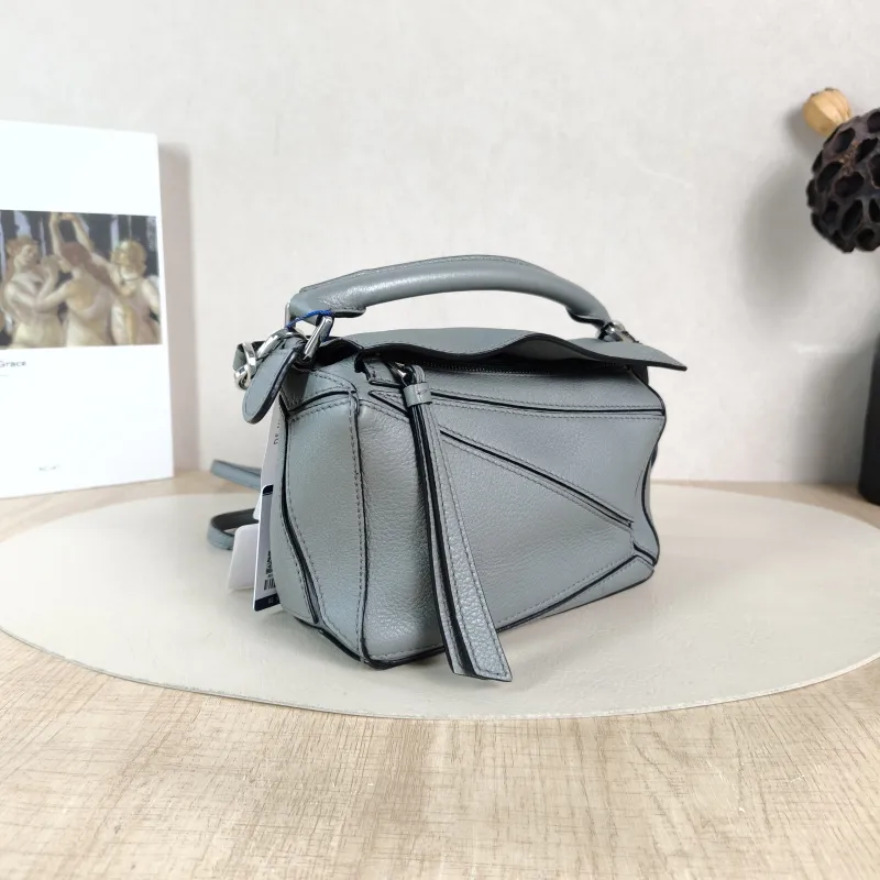 LOEWE Crossbody Bag Puzzle Grey Calfskin Mini 18 × 8 × 12.5 cm — cover view 2 of 5