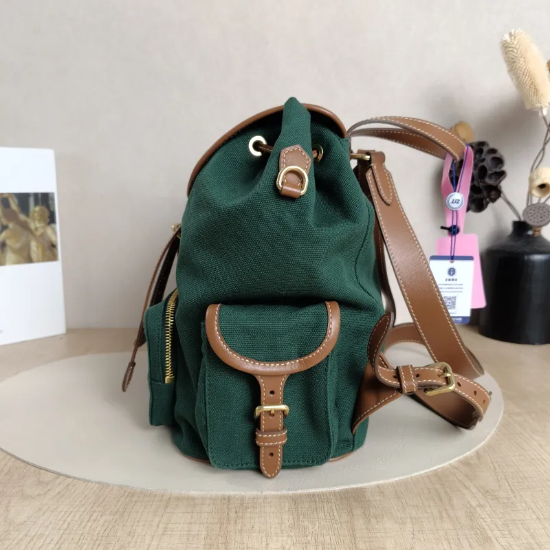Miumiu Backpack Backpack Green Canvas Large25 × 14 × 25 cm — detail view 10 of 16