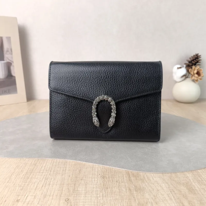 GUCCI Crossbody Bag Dionysus Collection Wallet woc Black Calfskin Mini 20 × 5 × 13 cm Conditioned